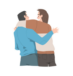 Two Men Hugging View From Behind Male Friendship