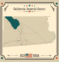 Vintage Map Of Imperial County In California Usa