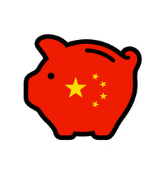 Flag Of China Piggy Bank Icon Symbol