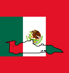 Mexican Flag With Generic Racing Car Silhouette