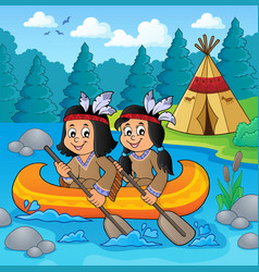 Native American Children In Boat Theme 2