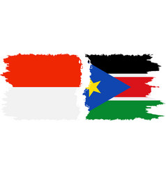 South Sudan And Indonesia Grunge Flags Connection