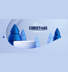 Winter Christmas Background With Round Podium