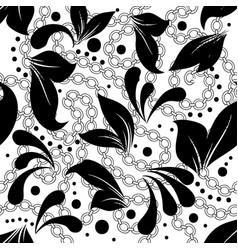 Floral Leafy Hand Drawn Black And White Chains