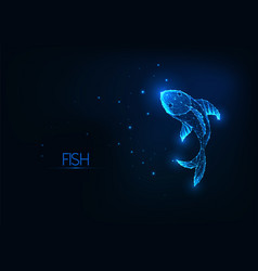 Futuristic Glowing Low Polygonal Fish Isolated