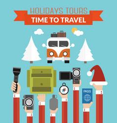 Holidays Tours Time To Travel Modern Design Flat