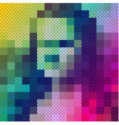 Pixel Art Style Mona Lisa Colorful Portrait