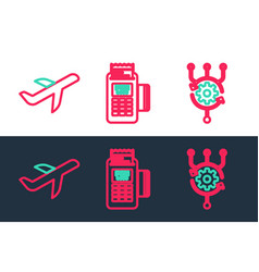 Set Line Algorithm Plane And Pos Terminal Icon