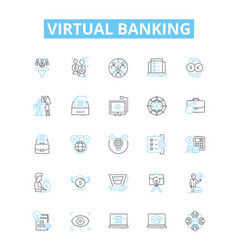 Virtual Banking Line Icons Set Virtual