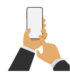 Mobile Phone In Man Hand With Transparent Screen