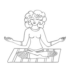 Woman Meditating In Lotus Position Line Sketch