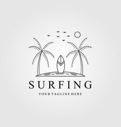 Surfing Logo Line Art Icon And Symbol