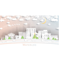 Waterloo Iowa City Skyline In Paper Cut Style