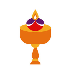 Diwali Candle In Wooden Table Flat Style Icon