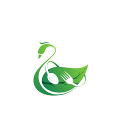 Green Swan Restaurant Logo Design Template