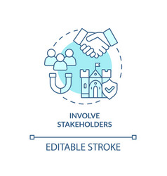 Involve Stakeholders Turquoise Concept Icon