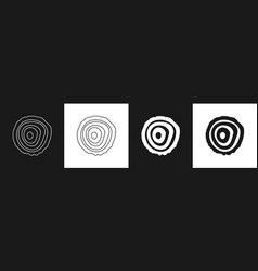 Set Tree Rings Icon Isolated On Black And White