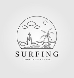 Surfing Logo Line Art Icon And Symbol