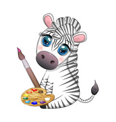 Zebra Painter With Paint Palette And Brush