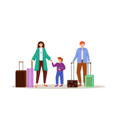 Family With Luggage Flat Getting Ready For Trip