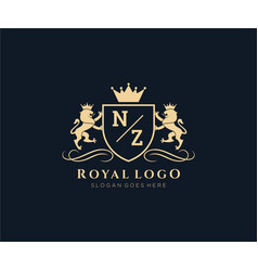 Initial Nz Letter Lion Royal Luxury Heraldiccrest