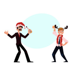 Two Men Businessmen Having Fun Dancing