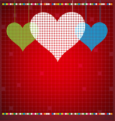 Abstract Color Pixel Heart Mosaic Background