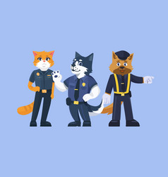 Cartoon Animals Cat And Dog Policeman In Uniform