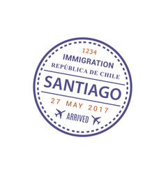 Santiago Airport Stamp Isolated Visa