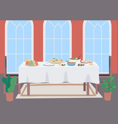 Luxury Dinner Table Flat Color