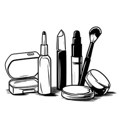 Women Cosmetics Sketch Hand Drawn