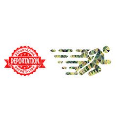 Grunge Deportation Stamp And Running Man Polygonal