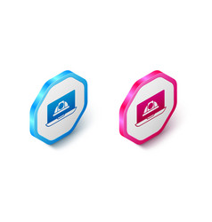 Isometric Worker Safety Helmet Icon Isolated On