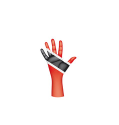 Trinidad And Tobago Flag And Hand On White