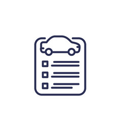 Car Insurance Contract Line Icon