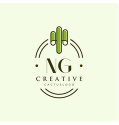 Ng Initial Letter Green Cactus Logo