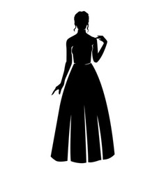 Standing Woman In Long Dress Silhouette