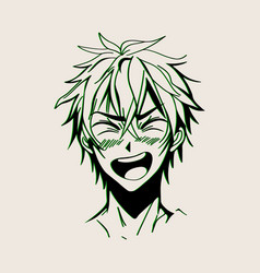 Male Face Manga Style Cartoon Doodle Smiling Man