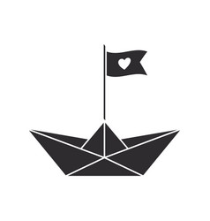 Paper Boat Icon Boat With A Heart Flag