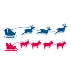 Set Of Santa Claus With Sleigh And Reindeer