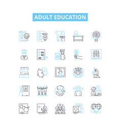 Adult Education Line Icons Set Adult