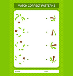 Match Pattern Game With Coconut Tree Worksheet