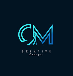 Outline Blue Letters Cm C M Logo With Leading