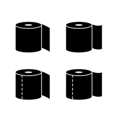 Silhouette Toilet Paper Outline Icons Set