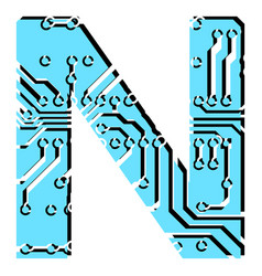 Latin Digital Letter N Perforated With Pcb