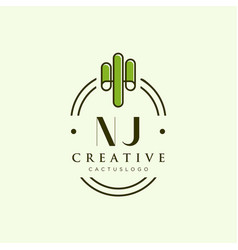 Nj Initial Letter Green Cactus Logo