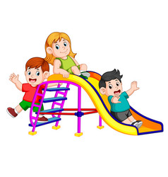 Children Have Fun Play Slide