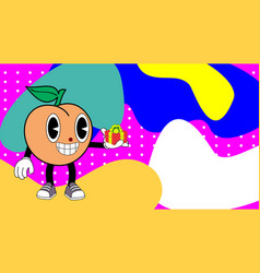 Peach Character Retro Cartoon Style Background