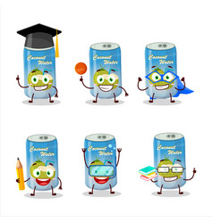 School Student Of Coconut Water Can Cartoon