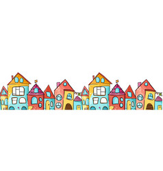 Seamless Pattern With Fun Hand Drawn Houses